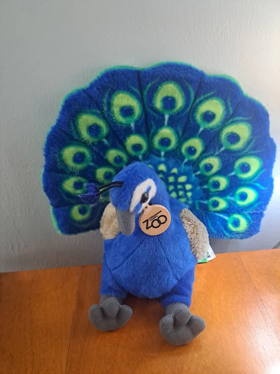 Plush Blue Peacock Toy for Small Pets