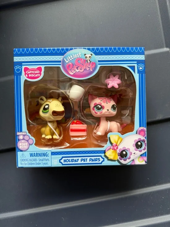 Littlest Pet Shop Pink Cat & Yellow Dog Holiday Duo