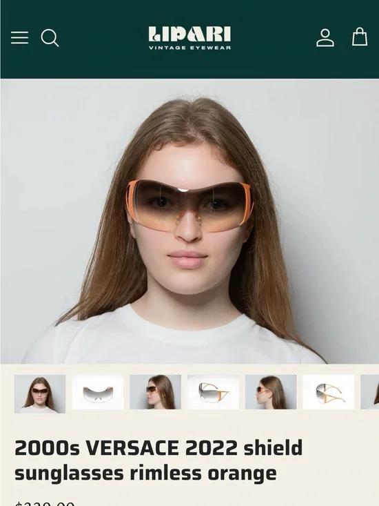Versace Rimless Shield Sunglasses in Orange and Brown Gradient