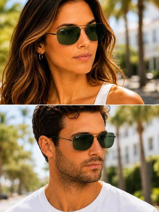 Ray-Ban RB3136 004 Caravan Sunglasses Gunmetal Frame with Green G-15 Lens