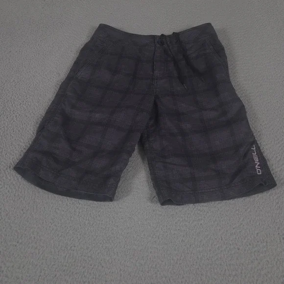 O'Neill Shorts Men 28 Charcoal Plaid‎ Hybrid Board Quick Dry Water Trunks Swim
