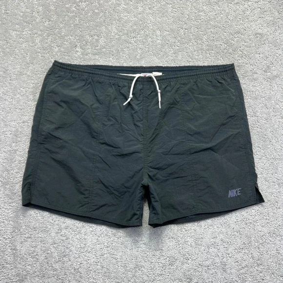 VINTAGE‎ 80s Nike Shorts Mens Large Black Nylon Brief Lined Board Swim Swoosh