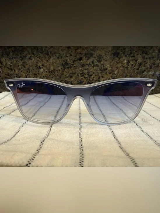 Ray-Ban Transparent Frame Sunglasses with blue Gradient Lenses