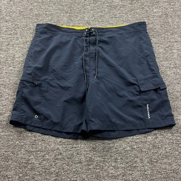 Y2K 2000s Nautica 7 Inch Inseam Cargo Board Shorts Navy Blue Size XXL‎