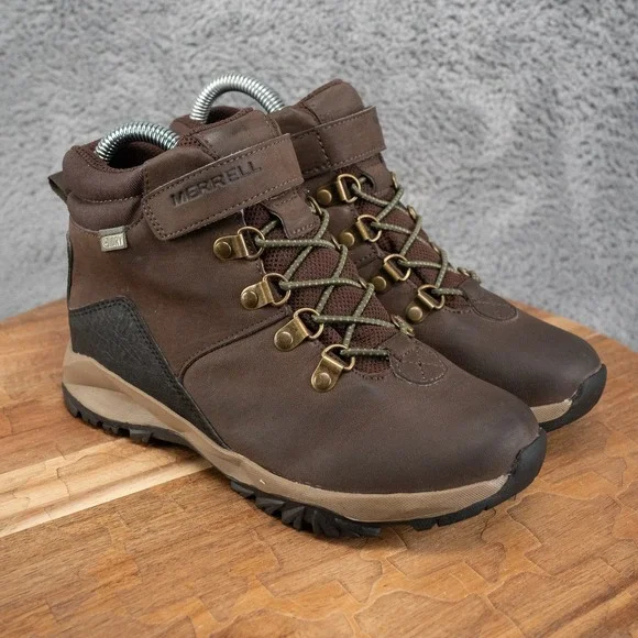 Merrell Boy's Winter Boots Alpine Casual Waterproof Hiking Size US 2 Brown Shoes