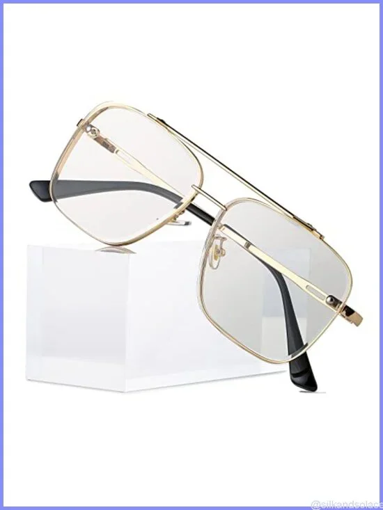 Oversized Square Aviator Sunglasses Metal Frame Tinted Lens Unisex