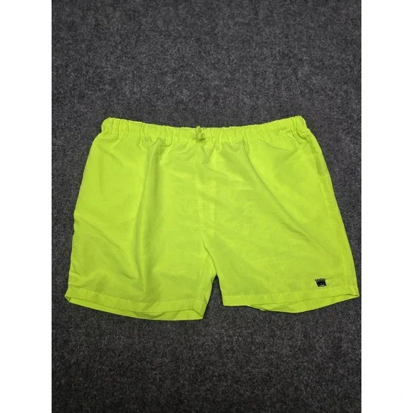 Super Massive Shorts Mens XL Neon Yellow Swim Trunks Quick Dry Embroidered Crown