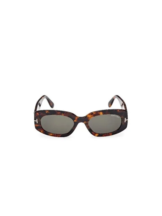 New Tom Ford Women's Sunglasses Havana Round Green Lens Injected Frame FT1187 52