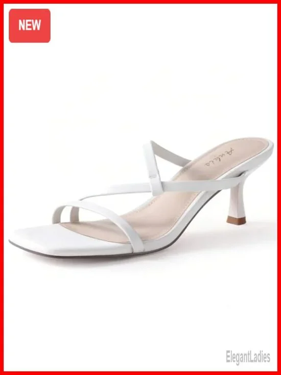 Womens Strappy Kitten Heels Square Open Toe Slip On Heeled Sandals