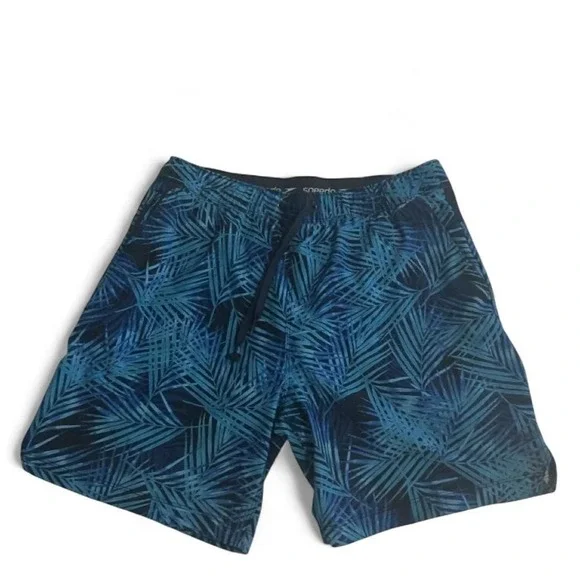 Speedo Swim Trunks Mens‎ Medium Blue Palm Tropical Board Shorts Excellent