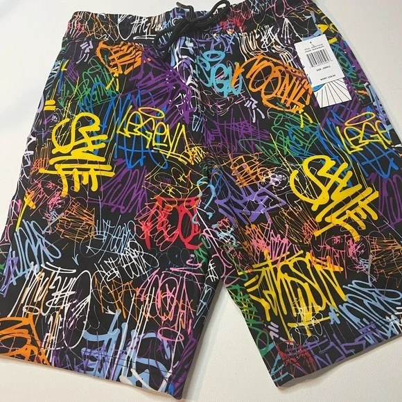 NWT Colorful Graffiti Men's Board Short No Liner Size Small (Z)