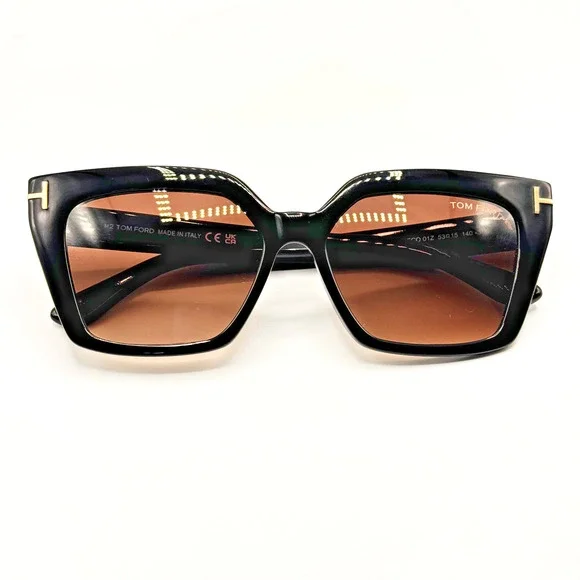 Tom Ford Sunglasses TF1030 01Z Winona Black Cat Eye Brown Gradient 53-15-140