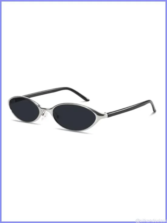 Silver Oval Y2K Retro Sunglasses UV400 Metal Frame Women