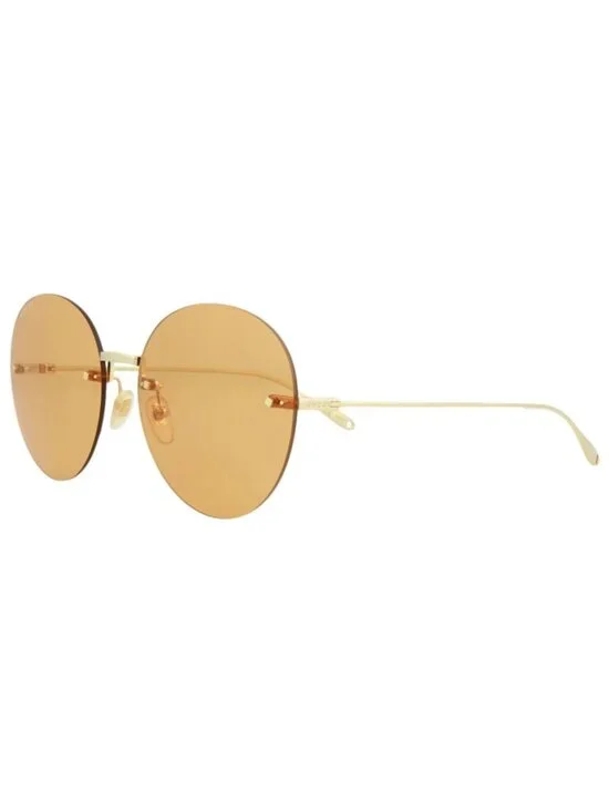 New Gucci Women's Sunglasses Round Oval Metal Frame Gold Gold Orange
