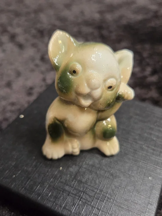 Vintage 1950s Porcelain Cat Miniature Figurine Bone China, Japan