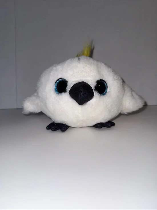 Zuru Pets Alive White Cackatoo Plush Bird Toy with Blue Eyes and Yellow Crest