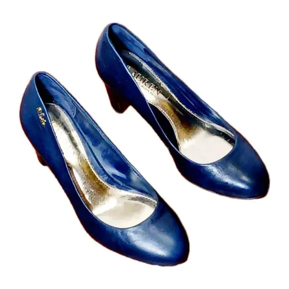 Ralph Lauren Harper Blue Leather Business Casual Pumps Size 6B