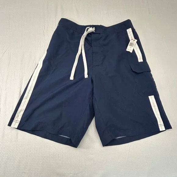 MLB New York Yankees Mens Navy Blue Striped Swim‎ Trunks Board Shorts Large NWT