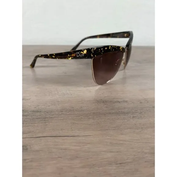 Christian Dior Meteore Black 24K Gold Flakes Leaf Boutique Women's‎ Sunglasses