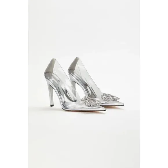 Good American Women's CINDER-F*CKING-RELLA Jeweled Stiletto Pumps Size 9.5 NEW