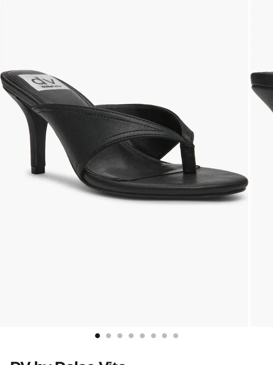 DV by Dolce Vita Black Mid-Heel Thong Mule Sandals