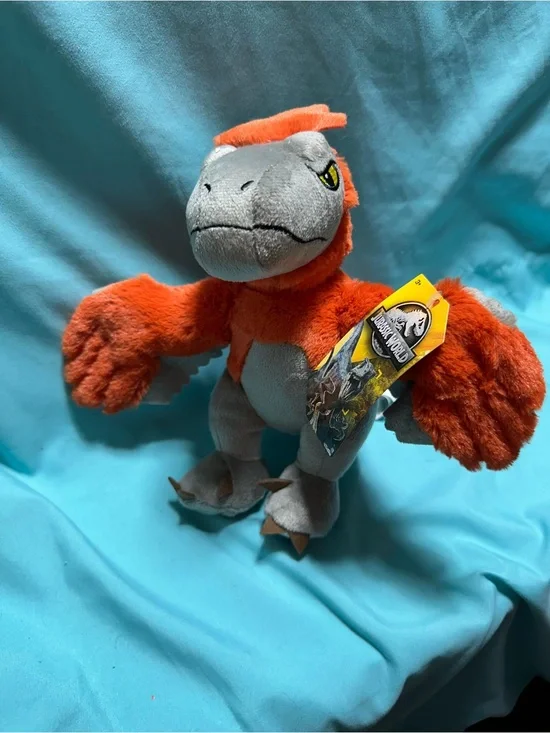 Jurassic World Pyroraptor Orange & Gray Plush Dino Toy - Soft Small Plush
