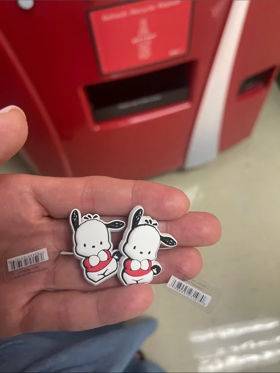 Sanrio Black & White Puppy Charms with Red Heart Accents