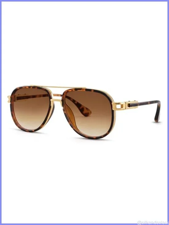 Oversized Retro Aviator Sunglasses Metal Double Bridge UV Protection