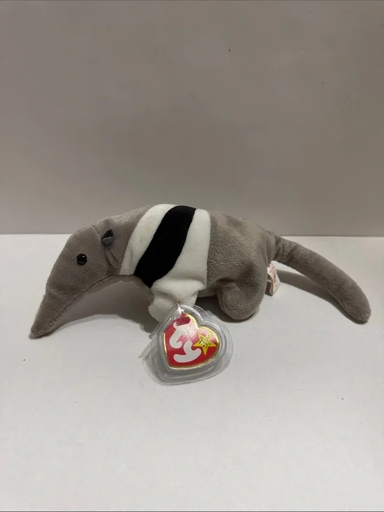 Ty Plush Anteater in Gray, White and Black ‘Ants’