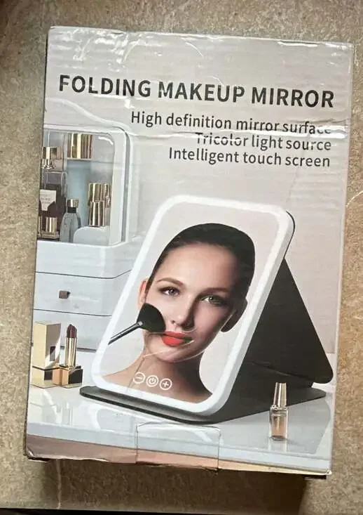 PINK COLOR Folding Makeup Mirror LED Lighted Vanity Mirror