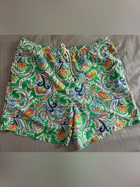 Polo Ralph Lauren Green Paisley Print Drawstring Swim Shorts