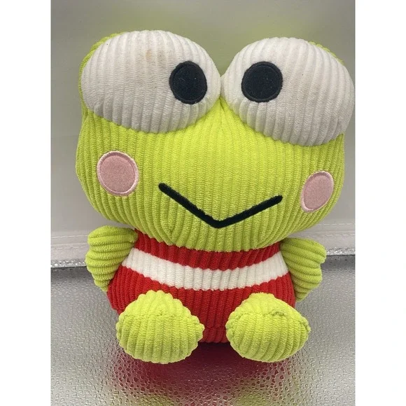 Sanrio KEROPPI Corduroy Plush Red White Stripe 8