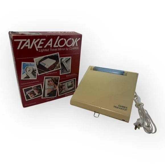 Clairol Take A Look Lighted Vanity Travel Mirror TM-1 1979 Make-Up Retro Vintage