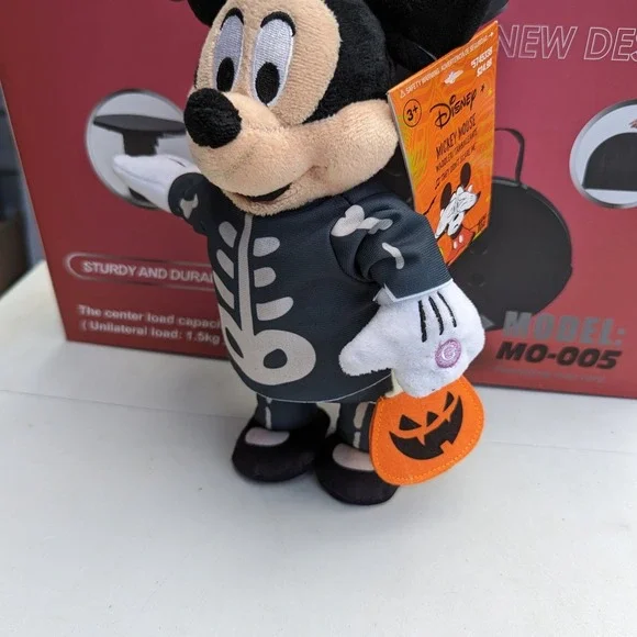 11 Inch Disney Mickey Mouse Skeleton Animated‎ Musical Plush Waddler