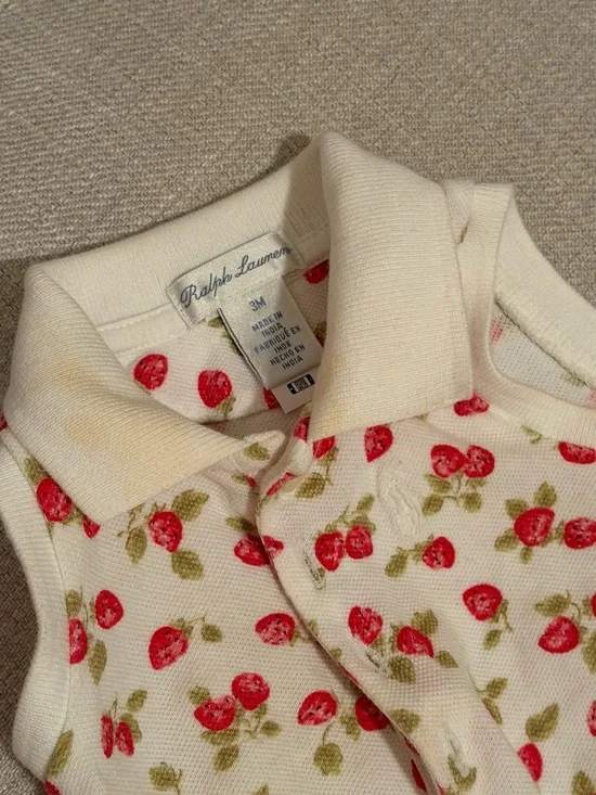 Ralph Lauren Cream Polo with Red Strawberry Print