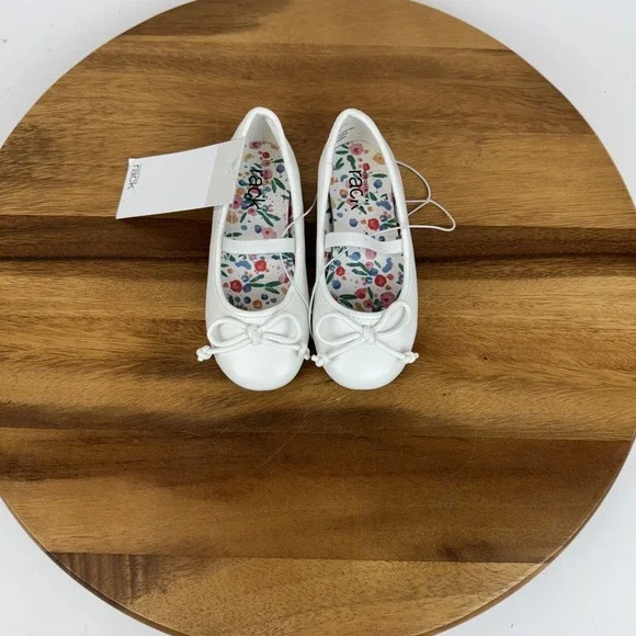 New Little Kids Nordstrom Rack Eleanor White Bow Formal Mary Jane Flats Size 8 C