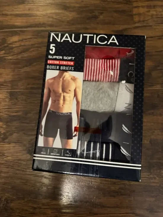 Nautica Men's Size S 5 Pack Boxer Briefs Varied Colors Super Soft Stretch
