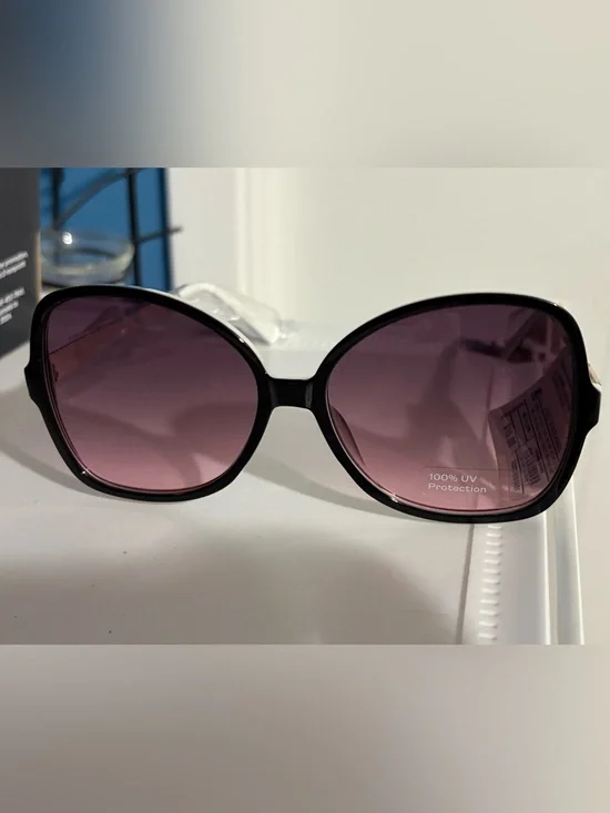 a new day Black Frame Sunglasses with Pink Gradient Lenses