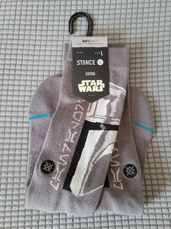 Stance Casual Men's STAR WARS Mando Gray Crew Socks Large (9-13)