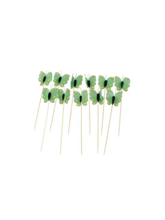 11 Green Butterfly Picks Pick Appetizer 94826 Vintage