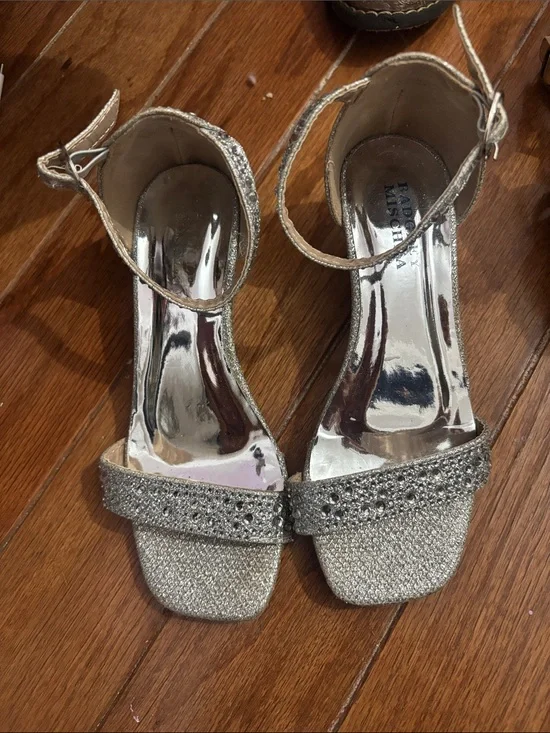 Silver Glitter Ankle-Strap Girls Dress Sandals Badgley Mischka