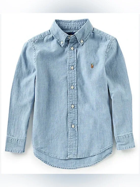 Ralph Lauren Light Blue Denim Button-Down Shirt 100% cotton
