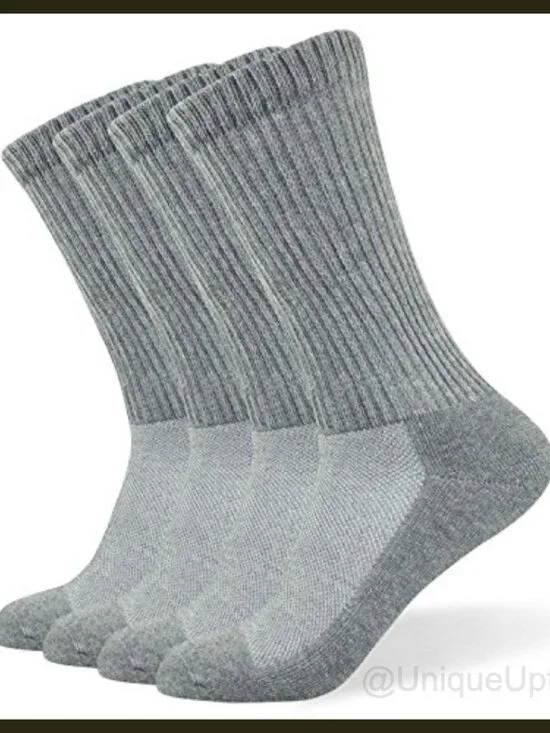 Men's Diabetic Crew Socks Non-Binding Seamless Toe Coolmax Loose Knit 4 Pairs