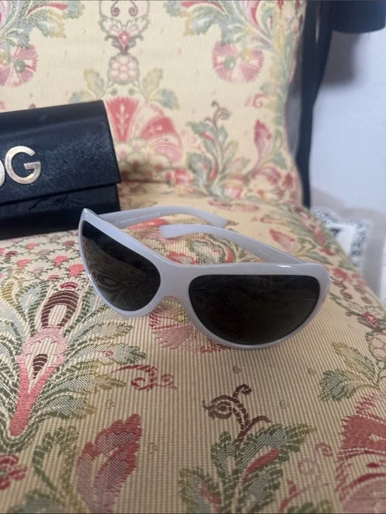 Dolce & Gabbana White Cat-Eye Sunglasses with Black Lenses- never worn
