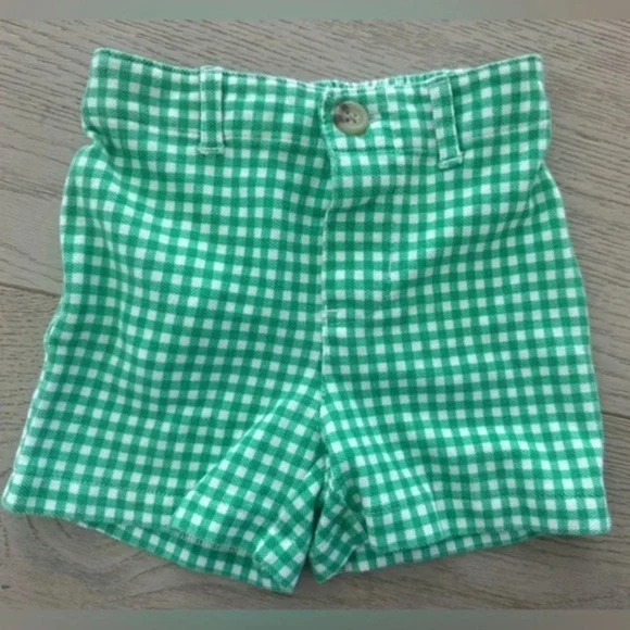 Ralph Lauren boys green gingham shorts size 3 months