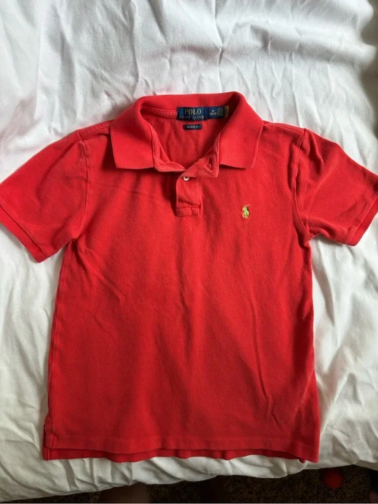 Ralph Lauren Boys' Red Polo Shirt with Yellow Pony MEDIUM 10-12