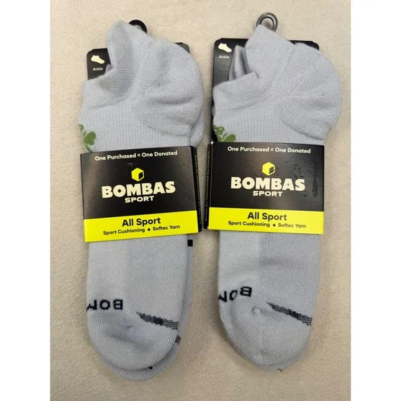 2 Pair Bombas All Sport Ankle Socks Large Men 9.5-13 Women 11-13 NWT