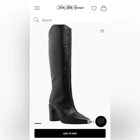 SCHUTZ Analeah Black Croc-Embossed Leather Boots. Wore once