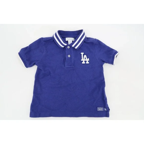 Ralph Lauren Polo Shirt Toddler 24M Blue LA Dodgers MLB Embroidered Short Sleeve