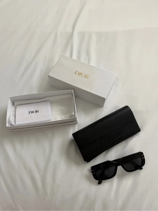 Dior Black Rectangular Men’s Sunglasses with Black Case